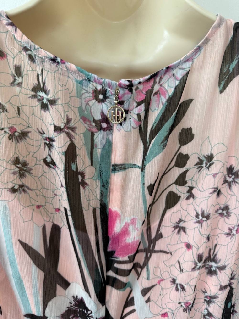 Tommy Hilfiger Pink Floral High Low Chiffon Midi Dress Size 12 - Picture 8 of 14